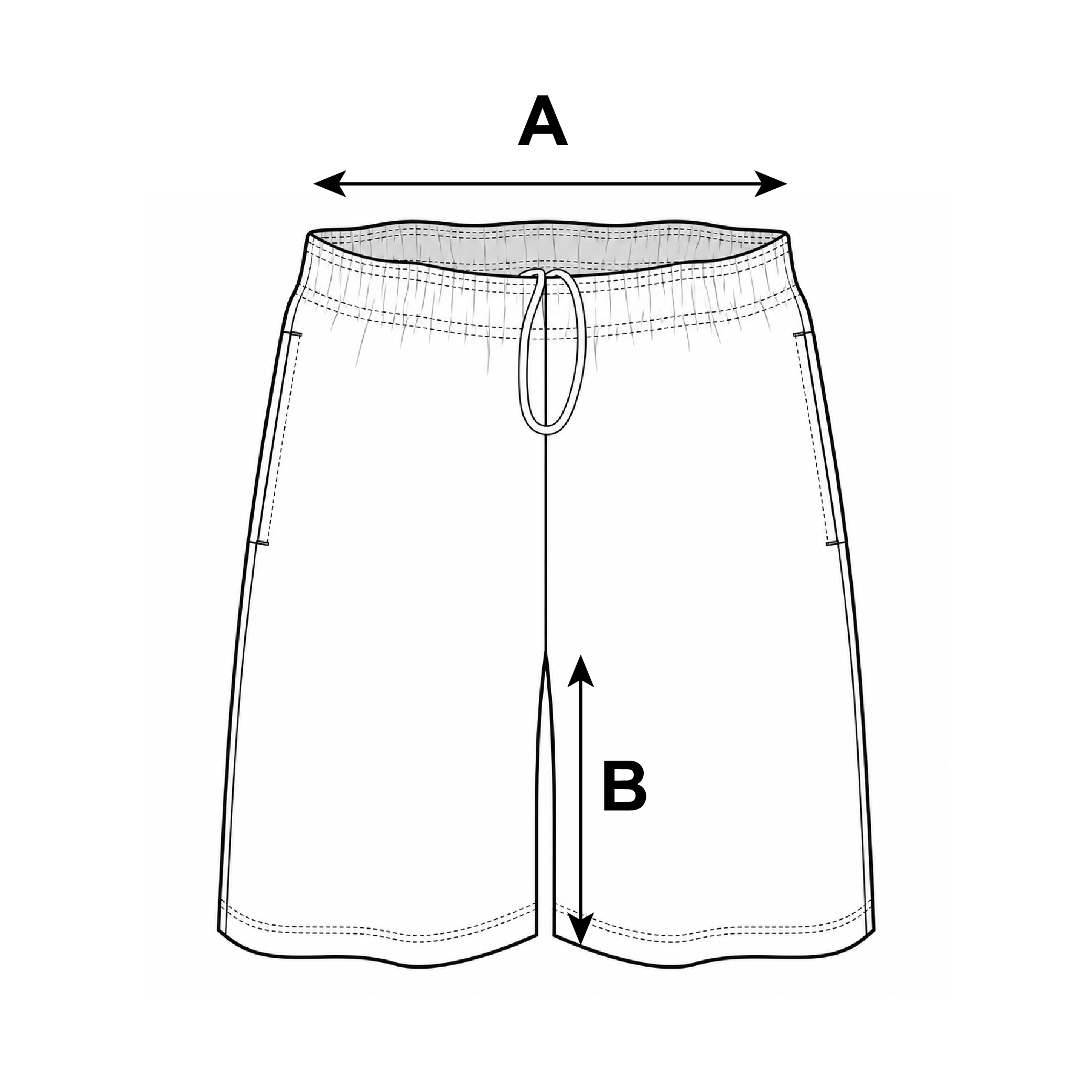 Supplier diagram showing where to measure AllPro 48SH0 Men's Shorts