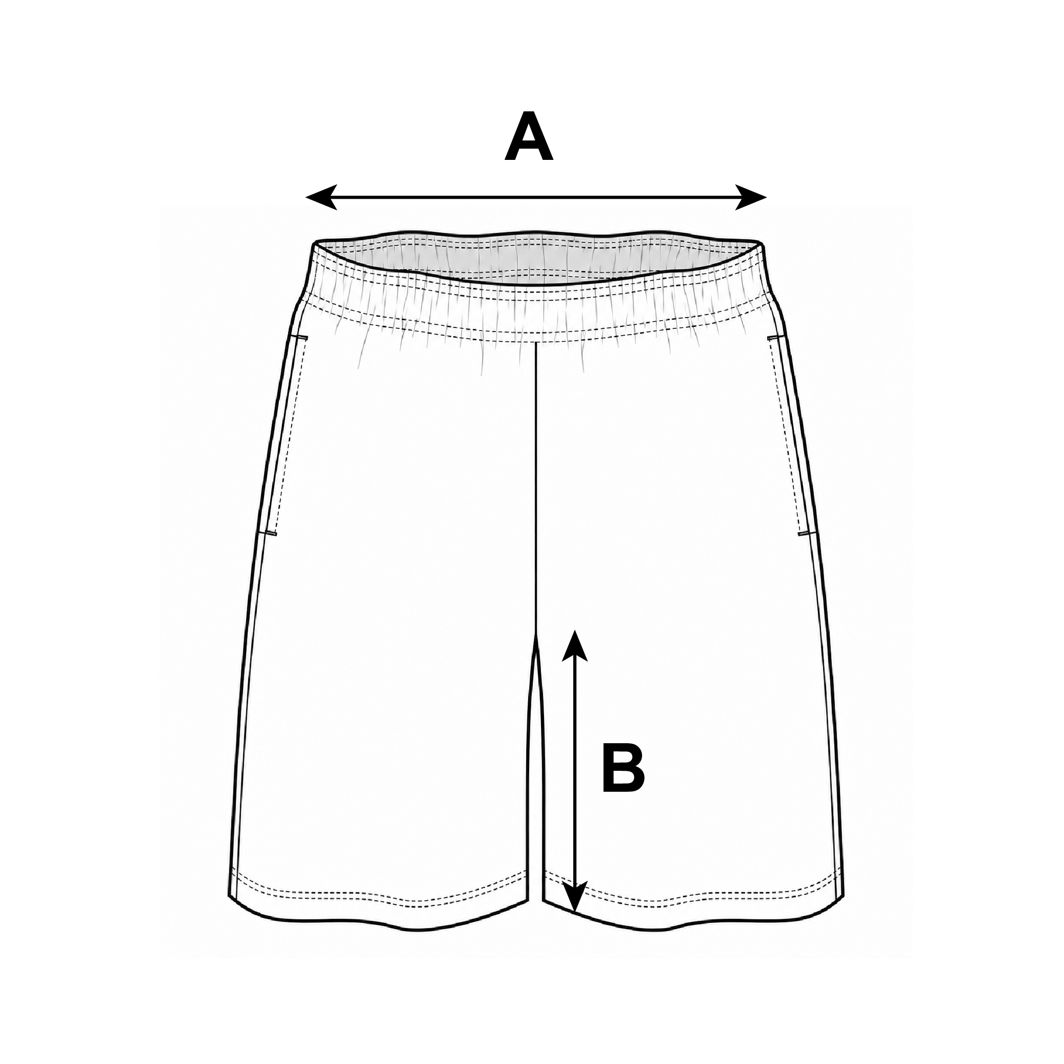 Supplier diagram showing where to measure AllPro 48SH0Y Youth Shorts