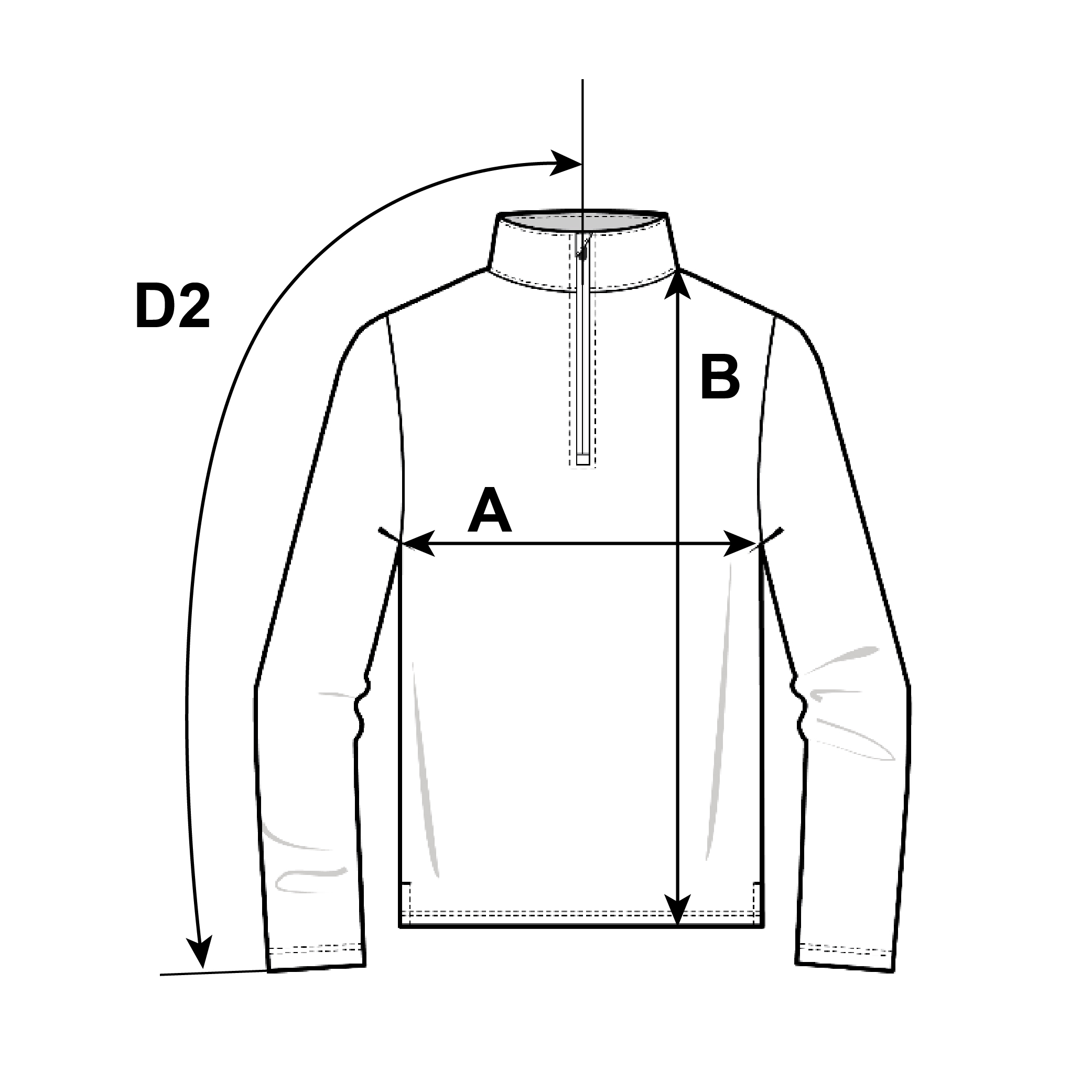 Supplier diagram showing where to measure AllPro STF870 Men's Quarter-Zip Pullover