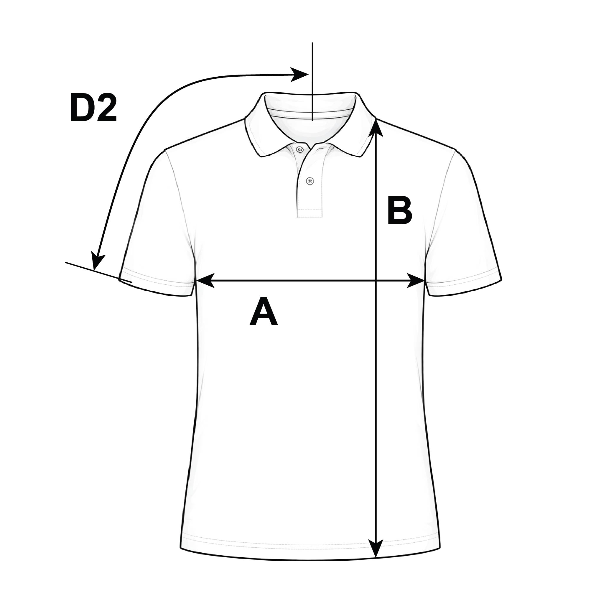 Supplier diagram showing where to measure Gildan Dry Blend Youth Polo