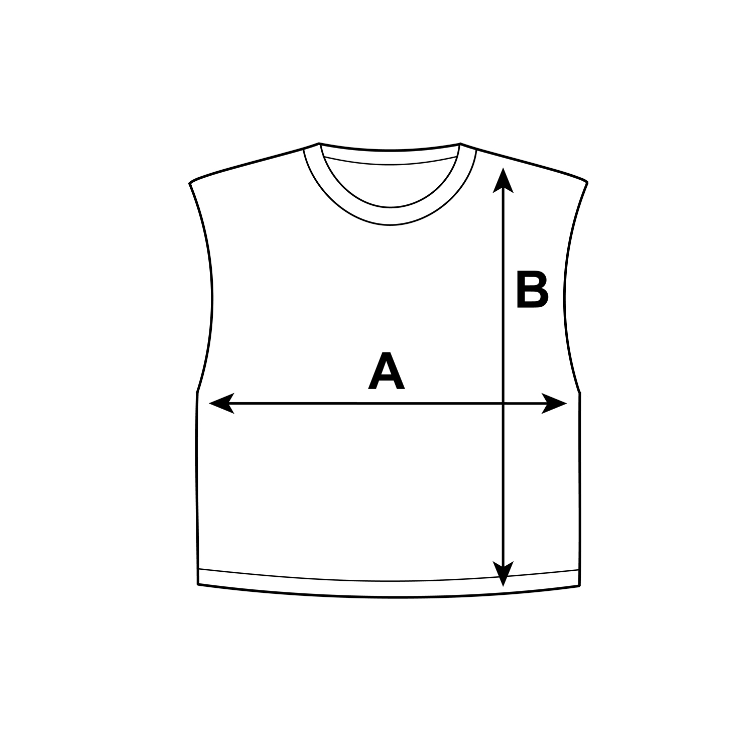 Supplier diagram showing where to measure American Apparel Women's Muscle T-shirt