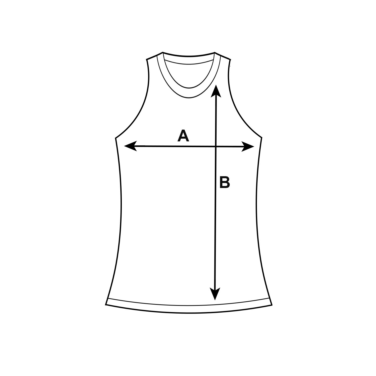Supplier diagram showing where to measure American Apparel CVC Womens Racerneck Tank