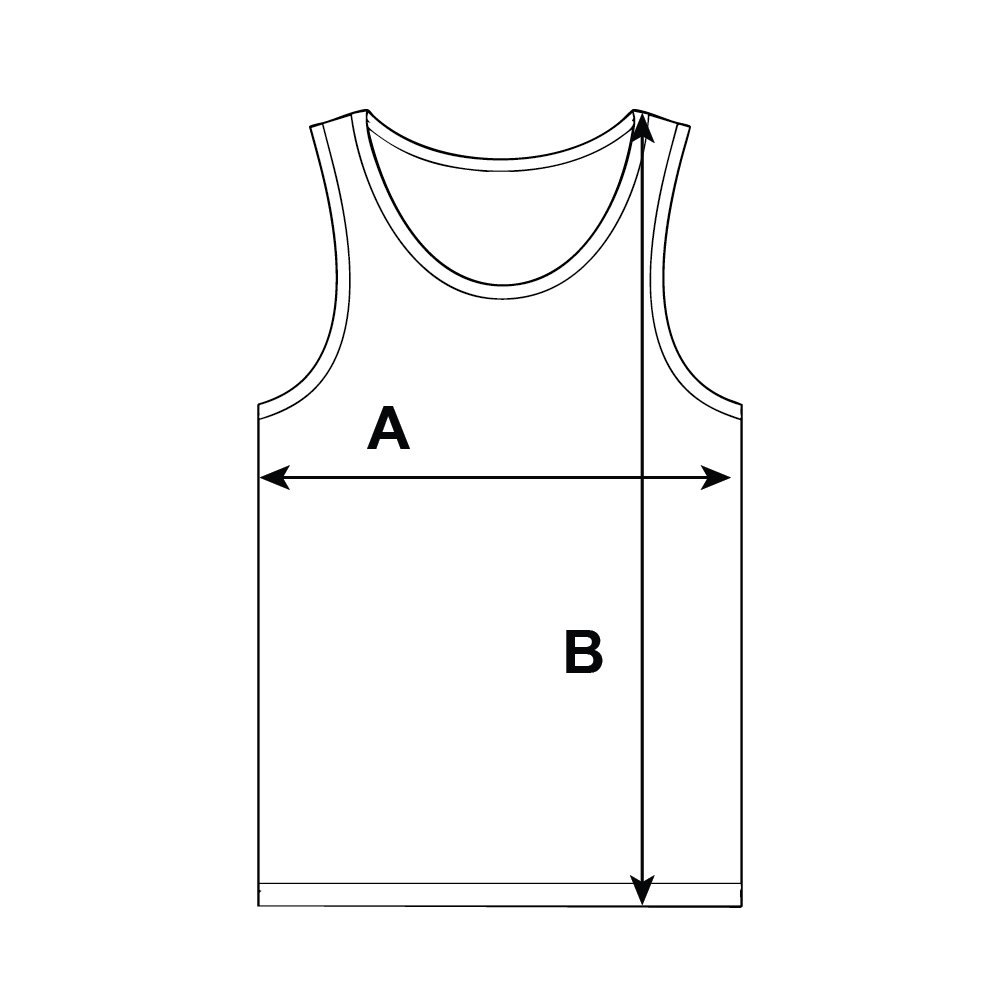 Supplier diagram showing where to measure Comfort Colors Adult Tank