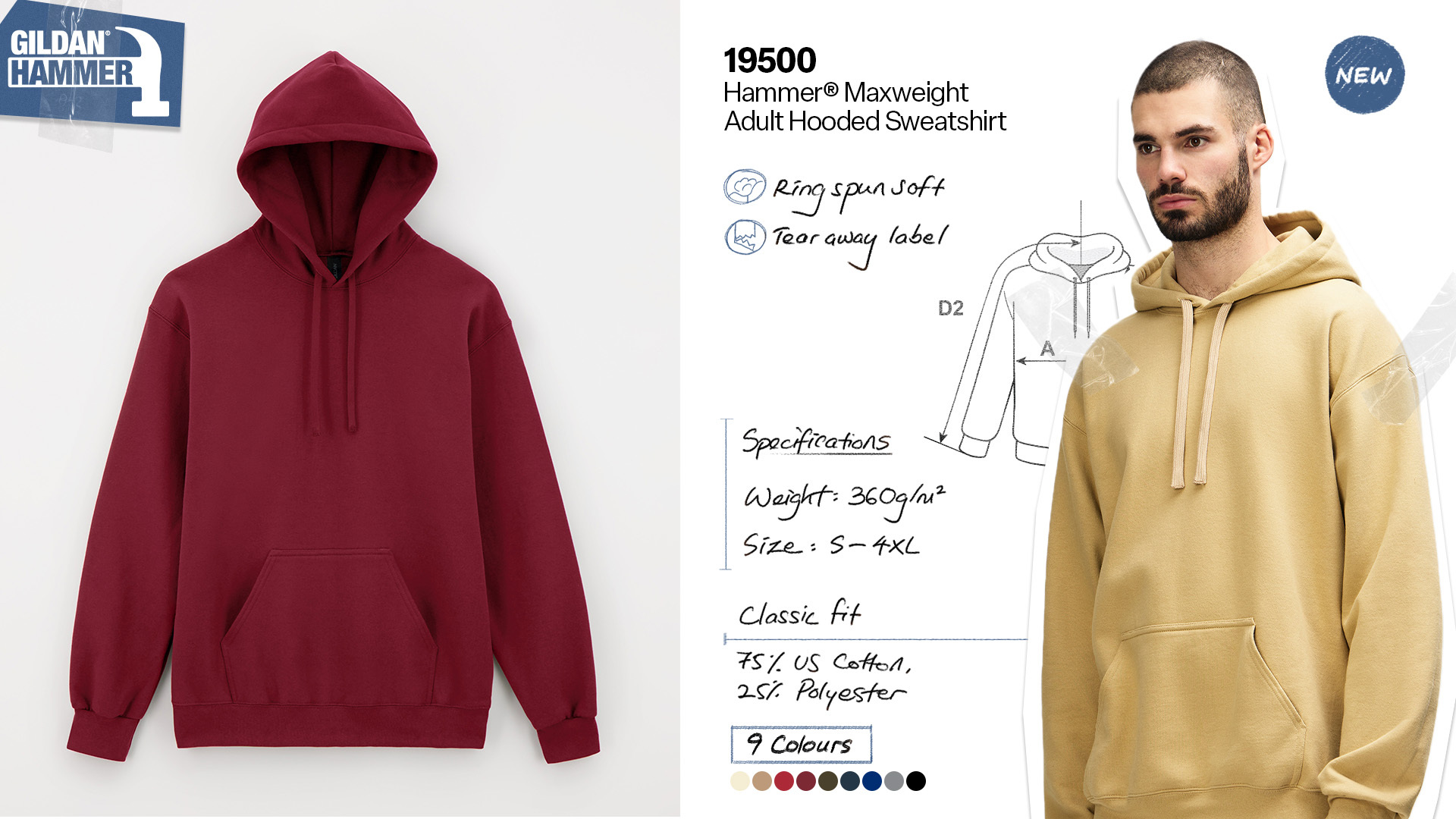 Gildan Hammer Maxweight Adult Hooded Sweatshirt 19500